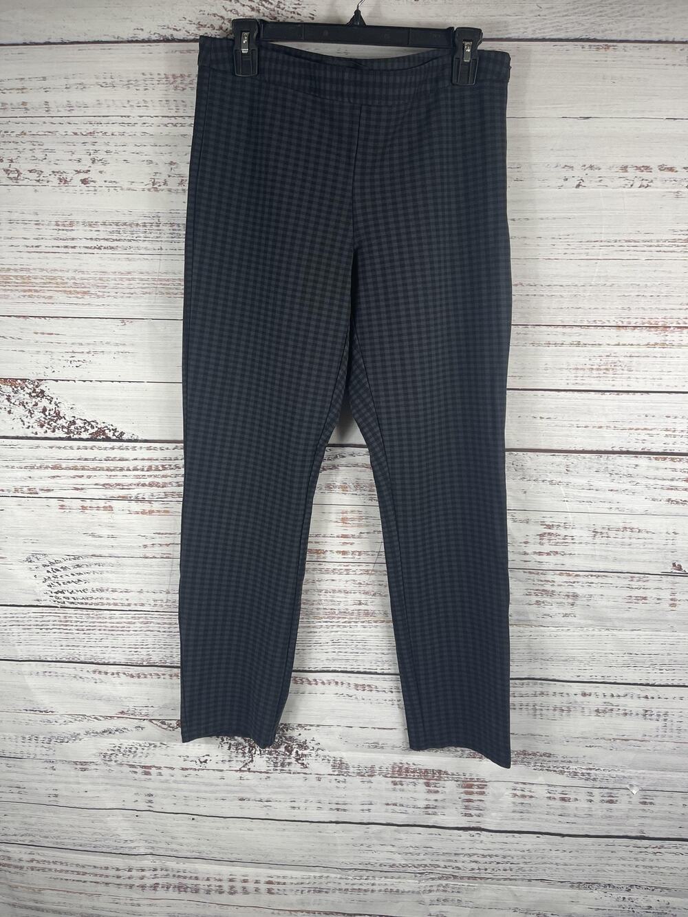Amanda +Chelsea Pants Women's 8 Black Gray Plaid Slim Stretch Career Office Work